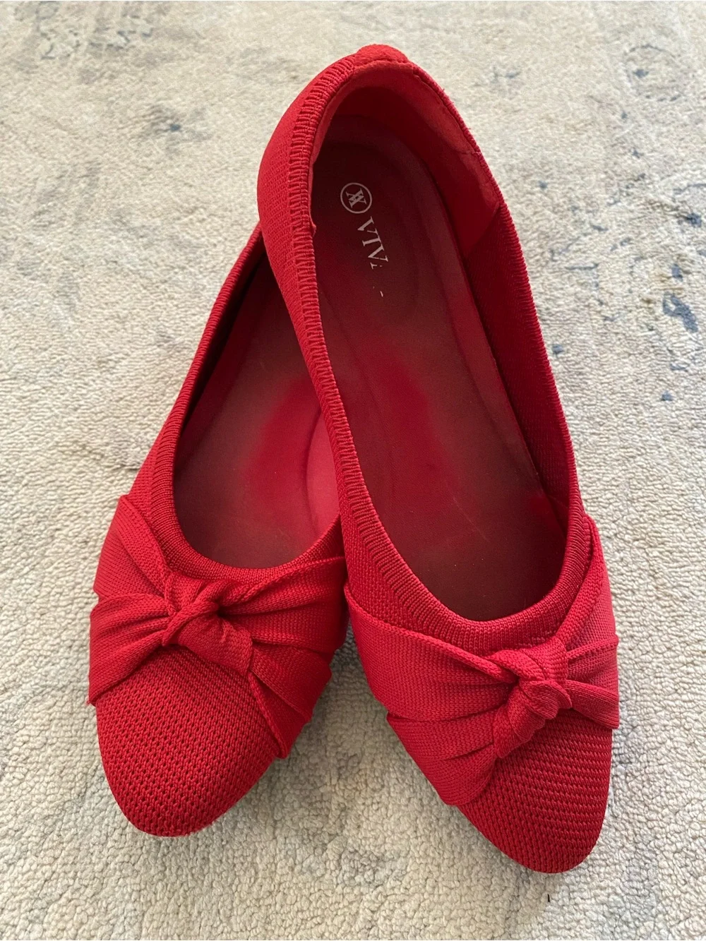Vivaia Bibi Knotted Flats 38 Red Almond Toe Washable